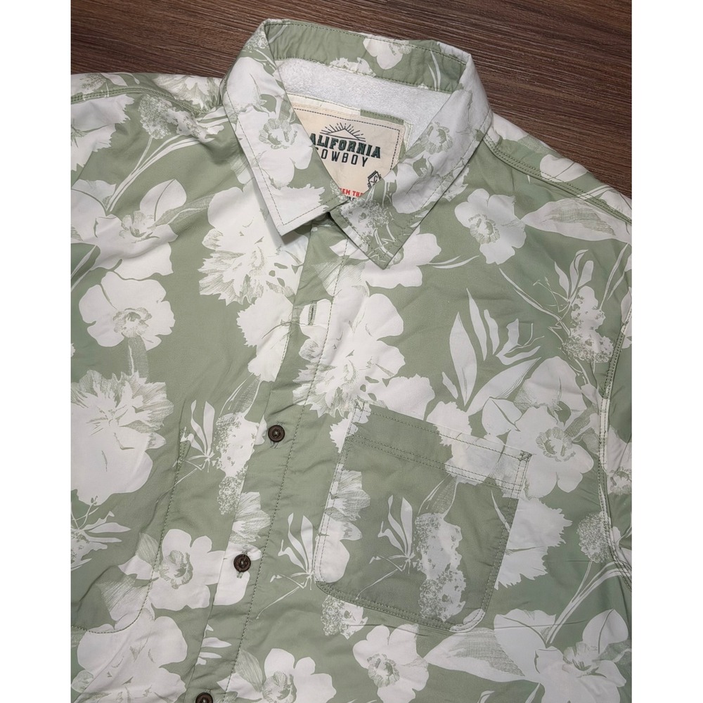 California Cowboy High Water Shirt Mens Sage Green Floral Terry Lined Sz L